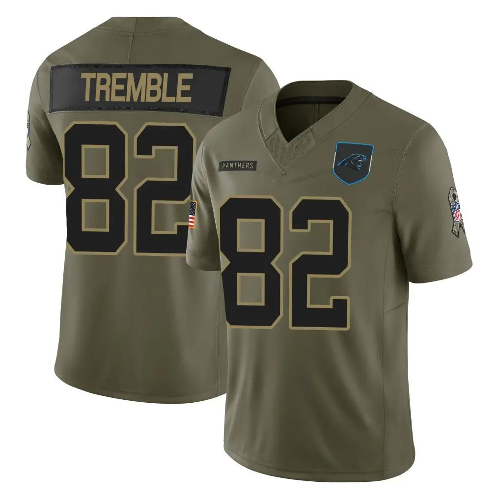 C.Panthers #82 Tommy Tremble Player Olive 2025 Salute to Service Limited Game Qdoa Stitched Jerseys