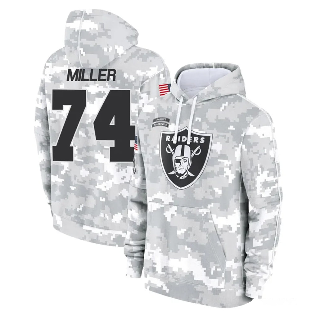 LV.Raiders #74 Kolton Miller Player Arctic Camo Salute to Service Hoodies Limited Game Qdoa Stitched Jerseys