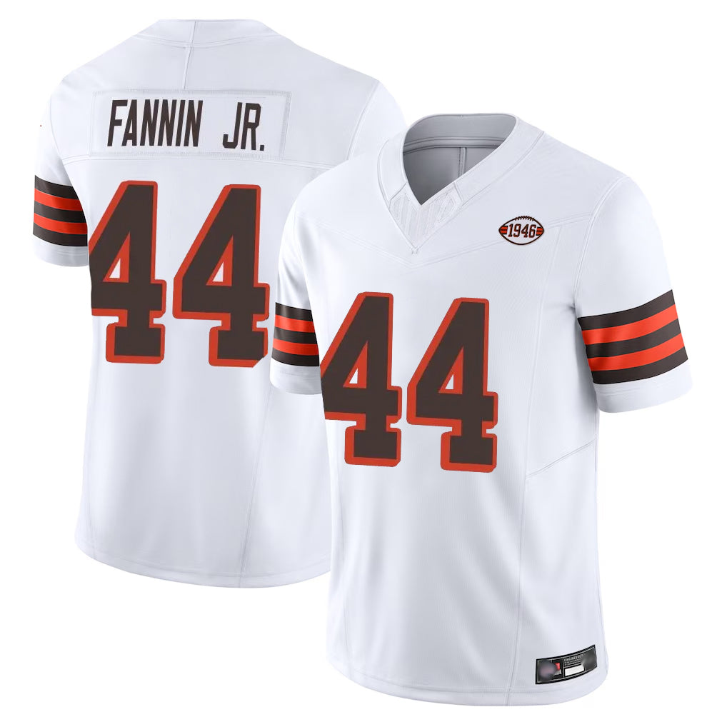 C.Browns #44 Harold Fannin Jr. Player White Limited Vapor F.U.S.E. Alternate Game Qdoa Stitched Jerseys