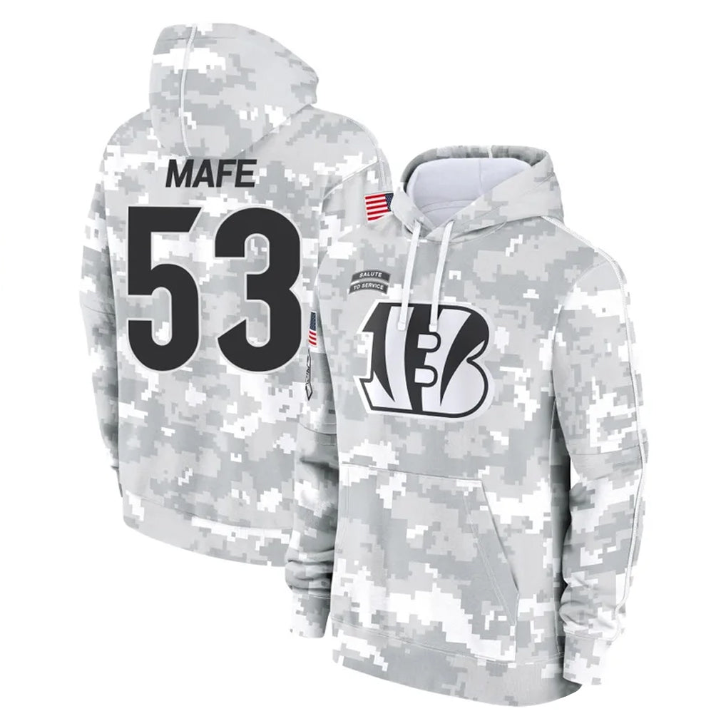 C.Bengals #53 Boye Mafe Player Arctic Camo Salute to Service Pullover Hoodie Limited Qdoa Stitched Jerseys