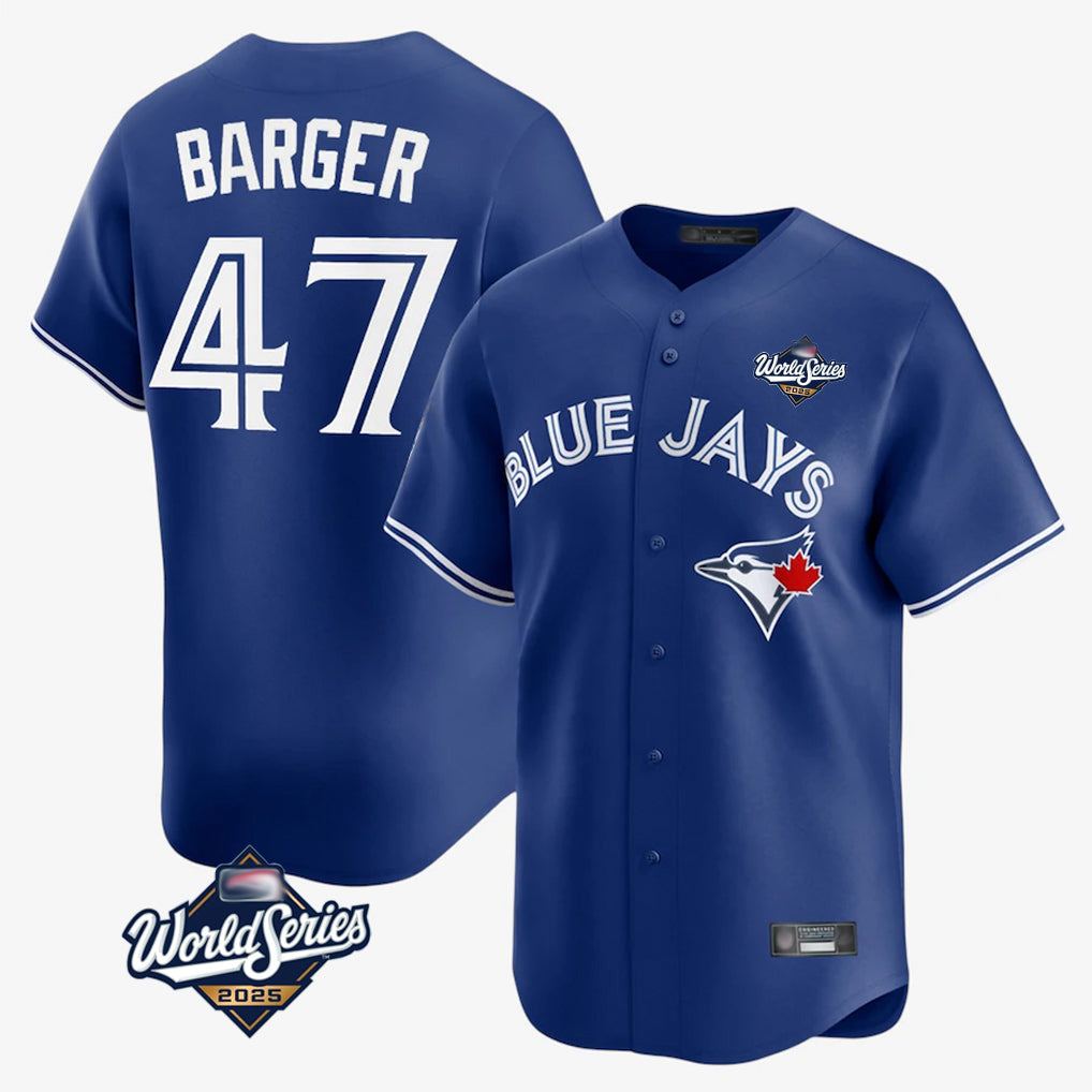 T.Blue Jays #47 Addison Barger Player Navy 2025 World Series Limited Qdoa Stitched Jerseys