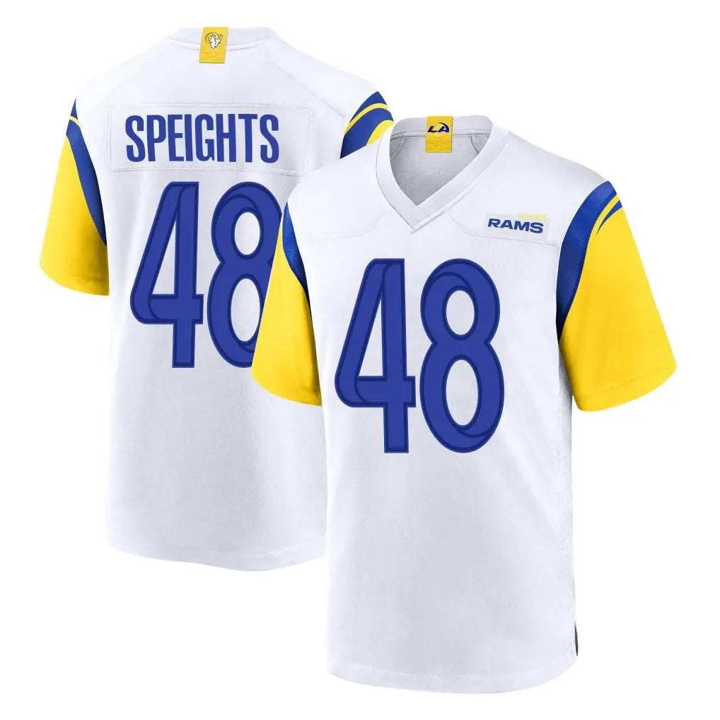 LA.Rams #48 Omar Speights Player White Home Game Qdoa Stitched Jerseys