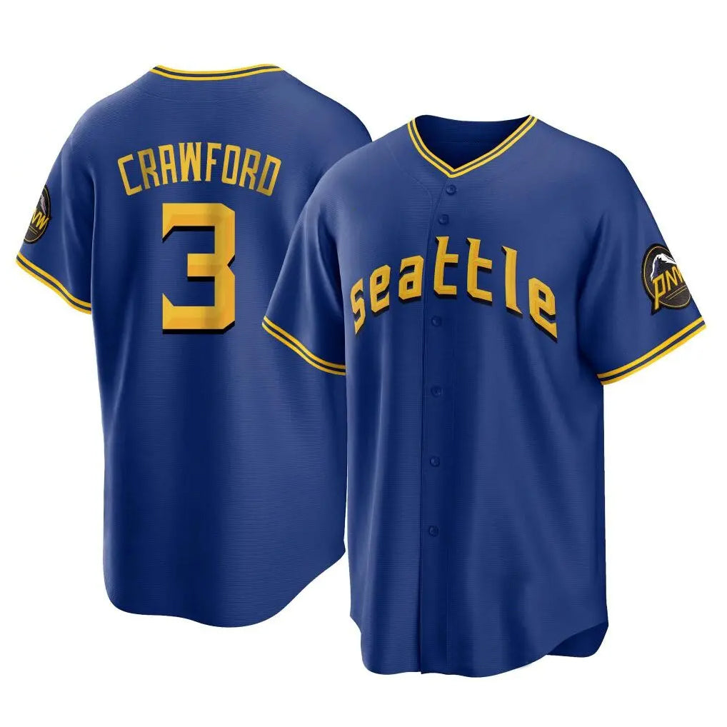 S.Mariners #3 J.P. Crawford Player Royal City Connect Home Game Qdoa Stitched Jerseys