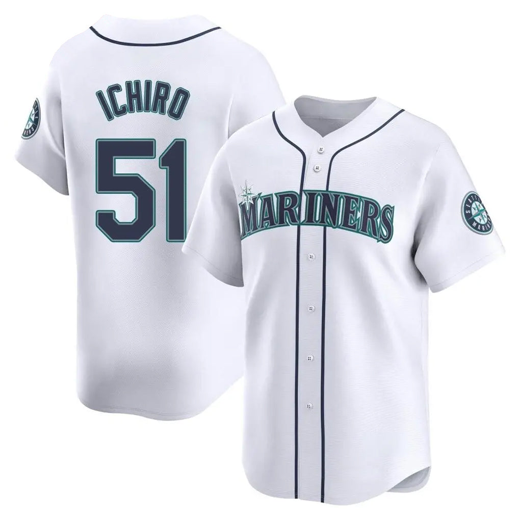 S.Mariners #51 Ichiro Suzuki Player White Home Limited Qdoa Stitched Jerseys