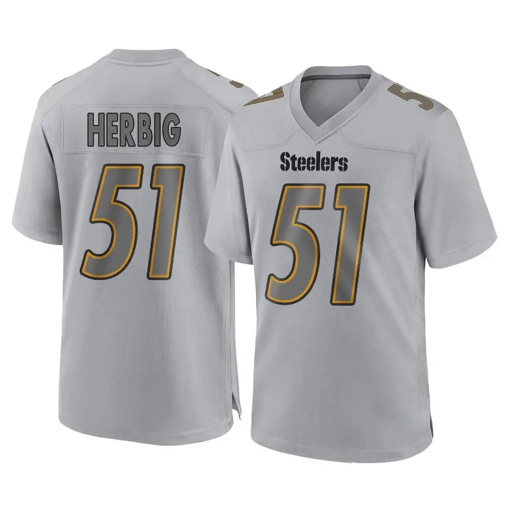 P.Steelers #51 Nick Herbig Player Gray Atmosphere Fashion Home Game Qdoa Stitched Jerseys
