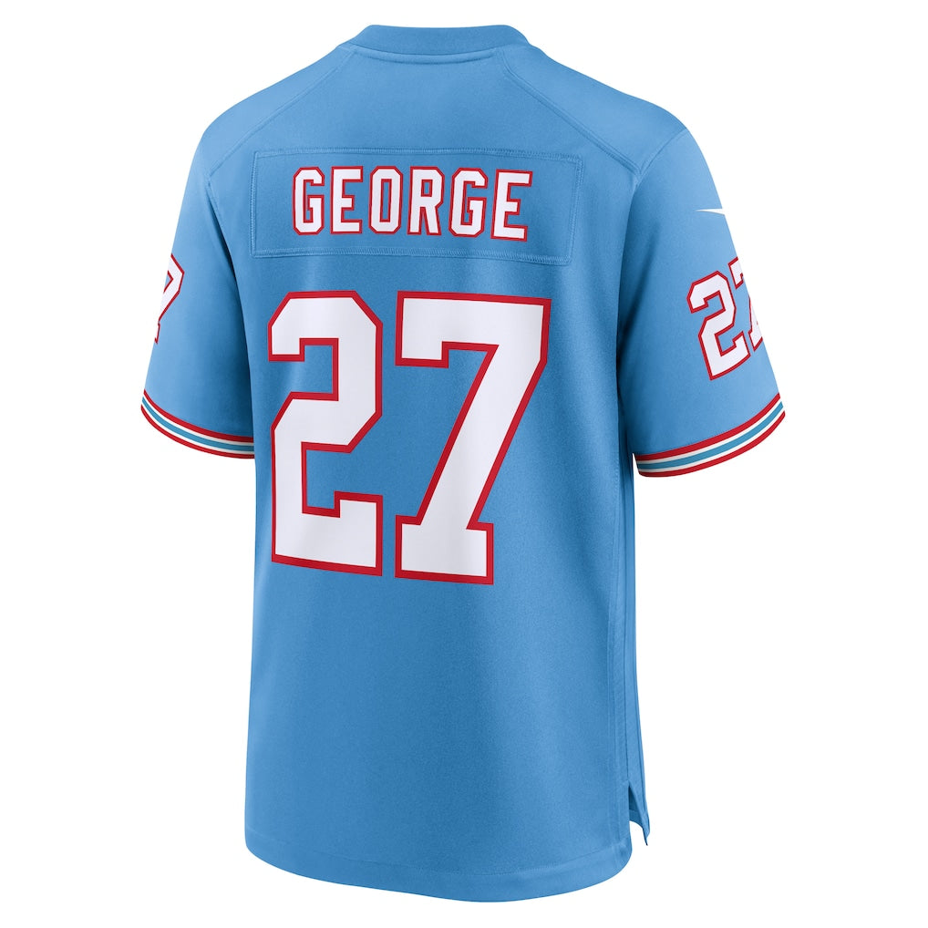Qdoa T.Titans #27 Eddie George Light Blue Retired Player Alternate Game Jersey
