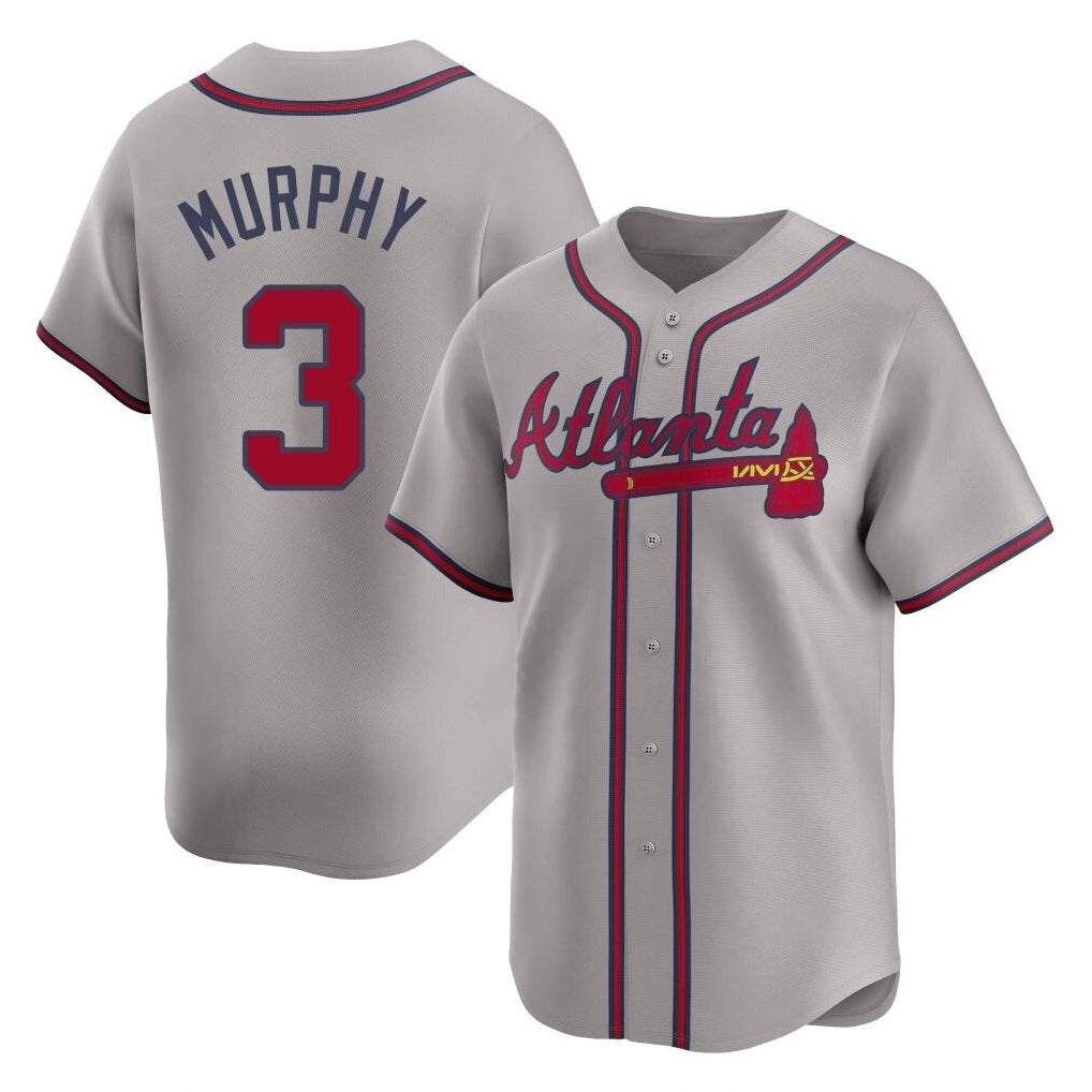A.Braves #3 Dale Murphy Player Gray Limited Home Game Qdoa Stitched Jerseys