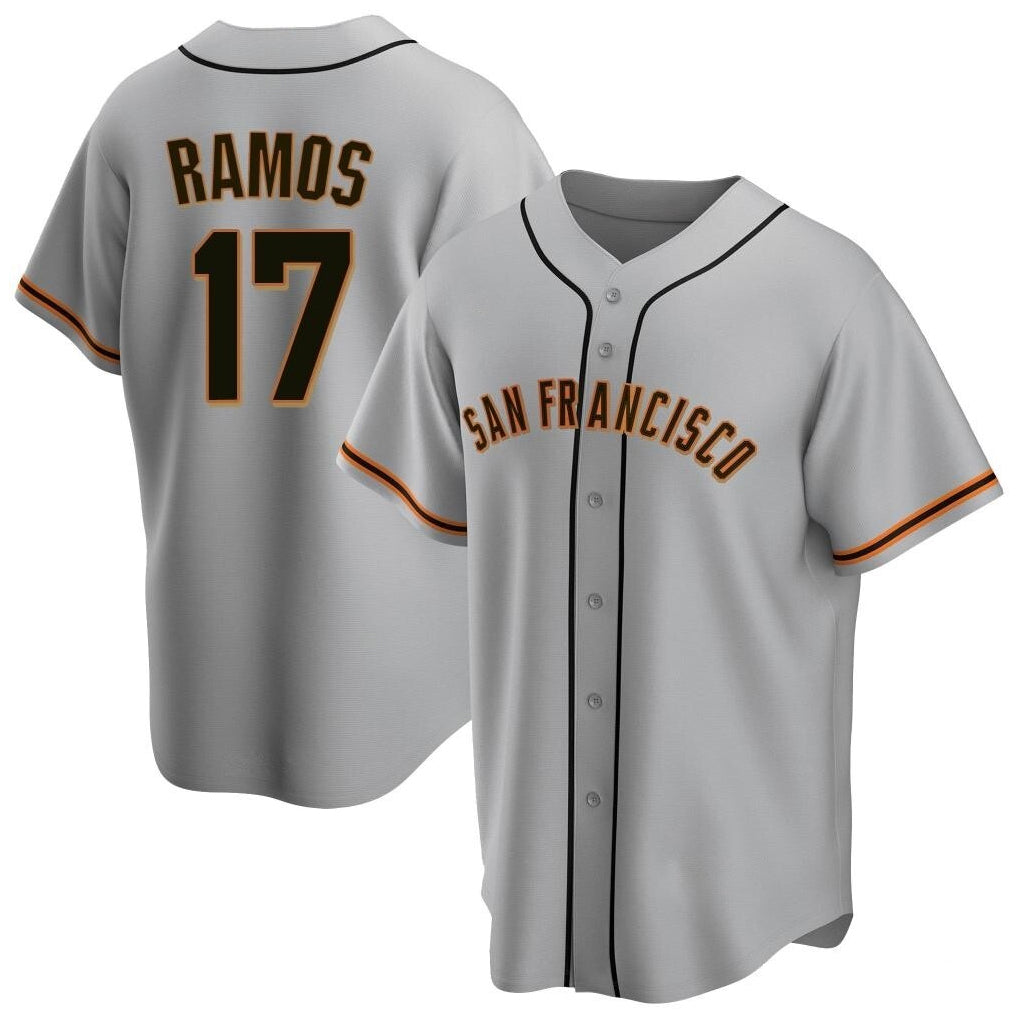 SF.Giants #17 Heliot Ramos Player Gray Home Game Qdoa Stitched Jerseys