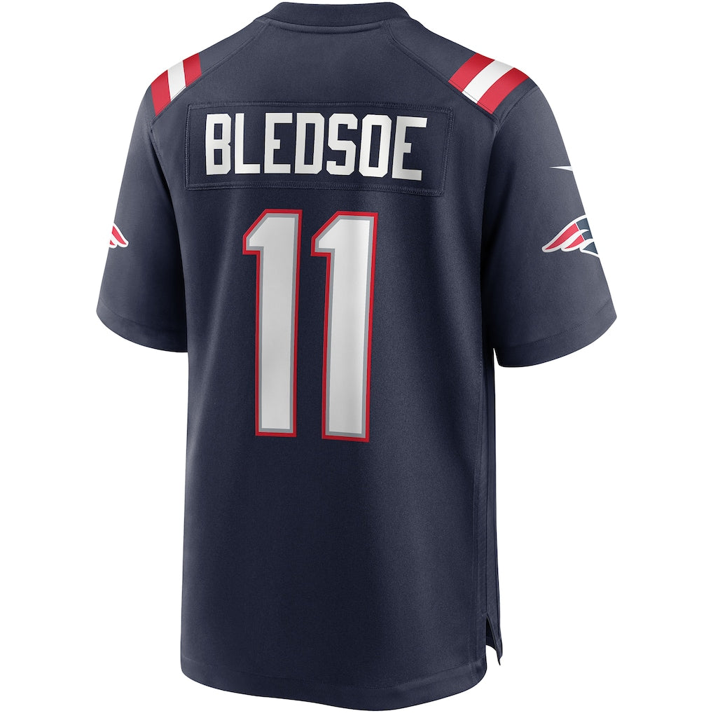 Qdoa NE.Patriots #11 Drew Bledsoe Navy Game Retired Player Jersey