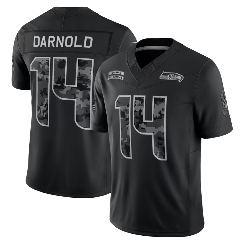 Qdoa S.Seahawks #14 Sam Darnold Player Black Limited 2026 Salute to Service Home Game Stitched Jerseys