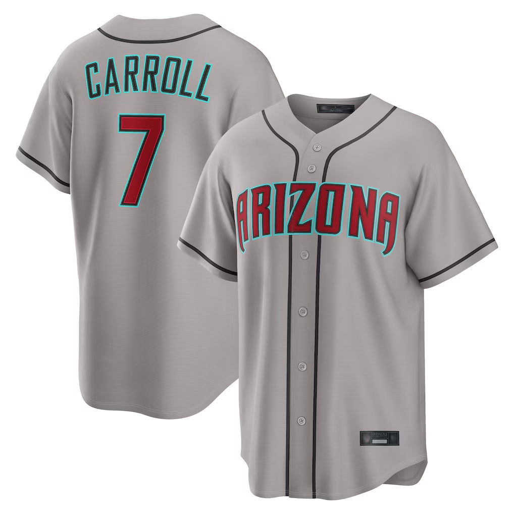 A.Diamondbacks #7 Corbin Carroll Player Gray Road Home Game Qdoa Stitched Jerseys