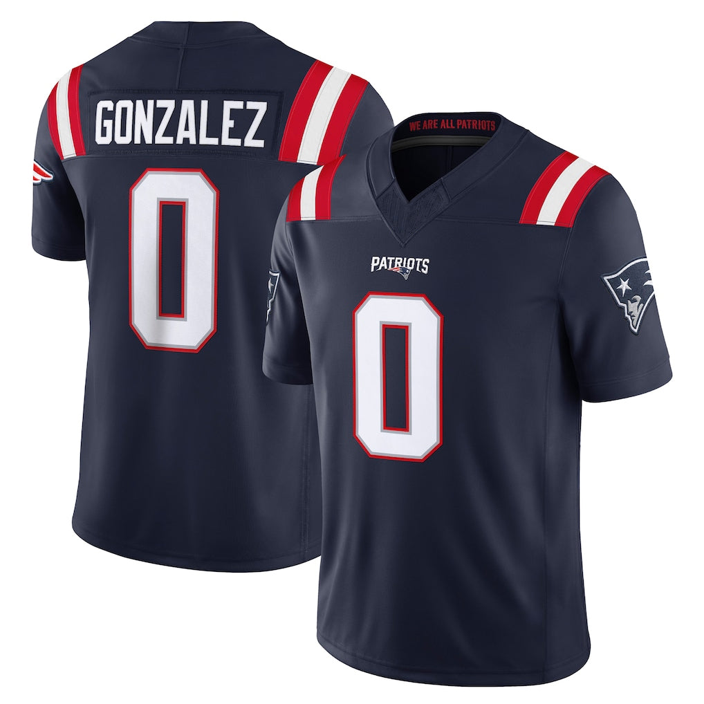 NE.Patriots #0 Christian Gonzalez Player Navy Limited Vapor F.U.S.E. Home Game Qdoa Stitched Jerseys