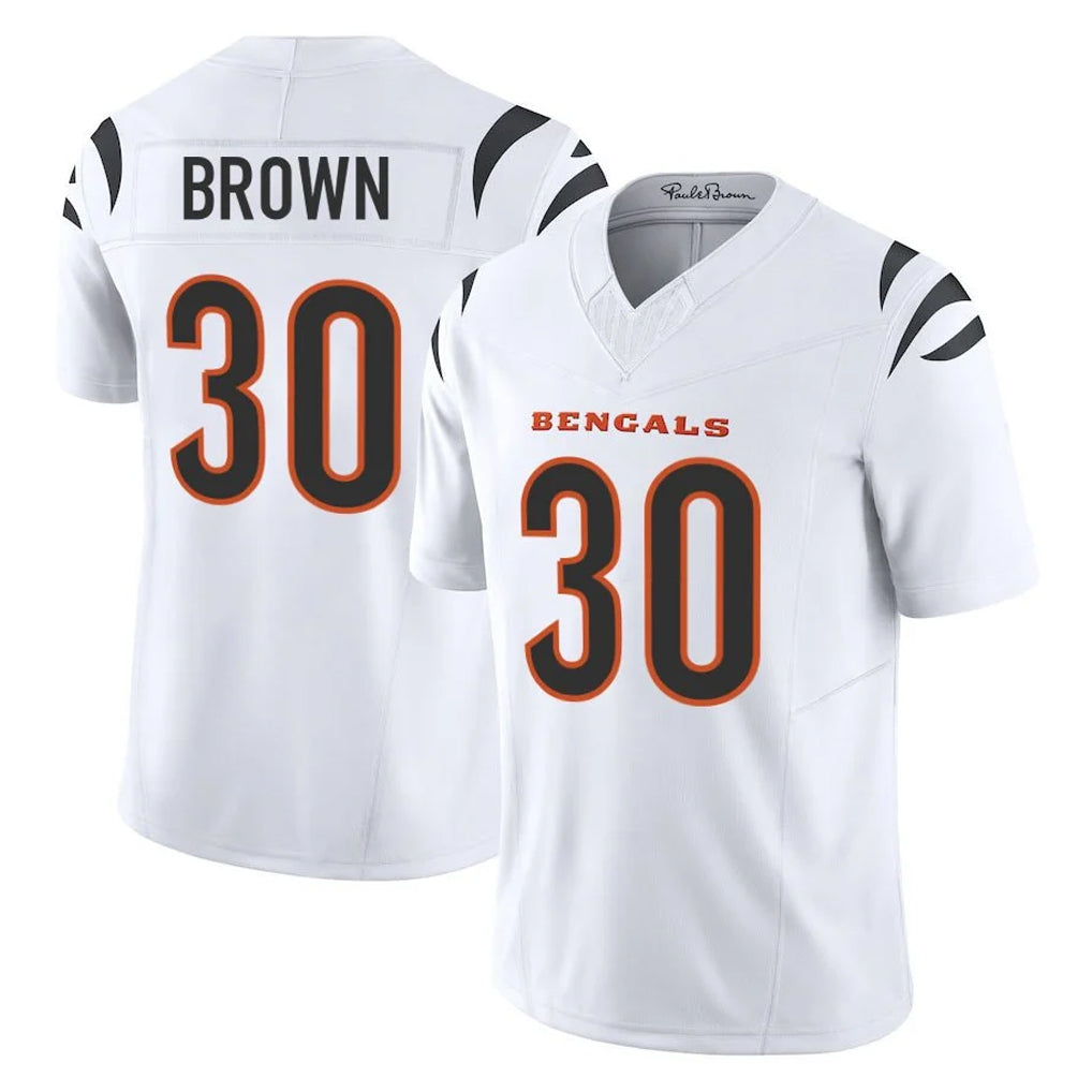 C.Bengals #30 Chase Brown Player White Vapor F.U.S.E. Limited Home Game Qdoa Stitched Jerseys