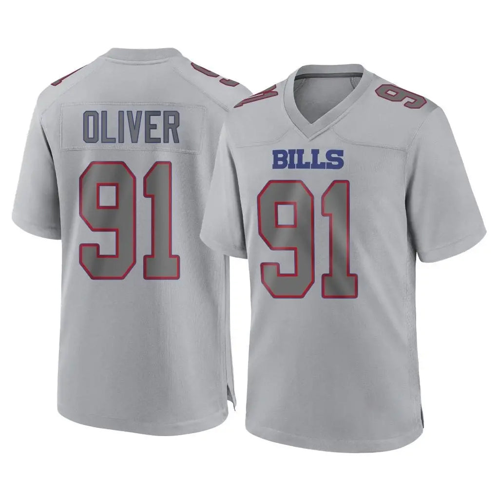 B.Bills #91 Ed Oliver Player Gray Home Game Qdoa Stitched Jerseys