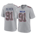 B.Bills #91 Ed Oliver Player Gray Home Game Qdoa Stitched Jerseys