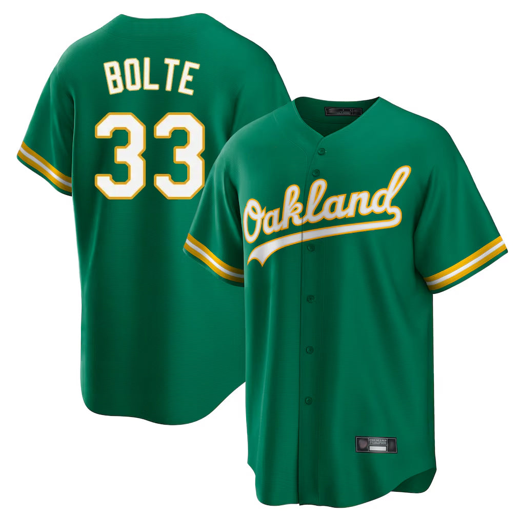 Athletics #33 Henry Bolte Player Kelly Green Home Game Qdoa Stitched Jerseys