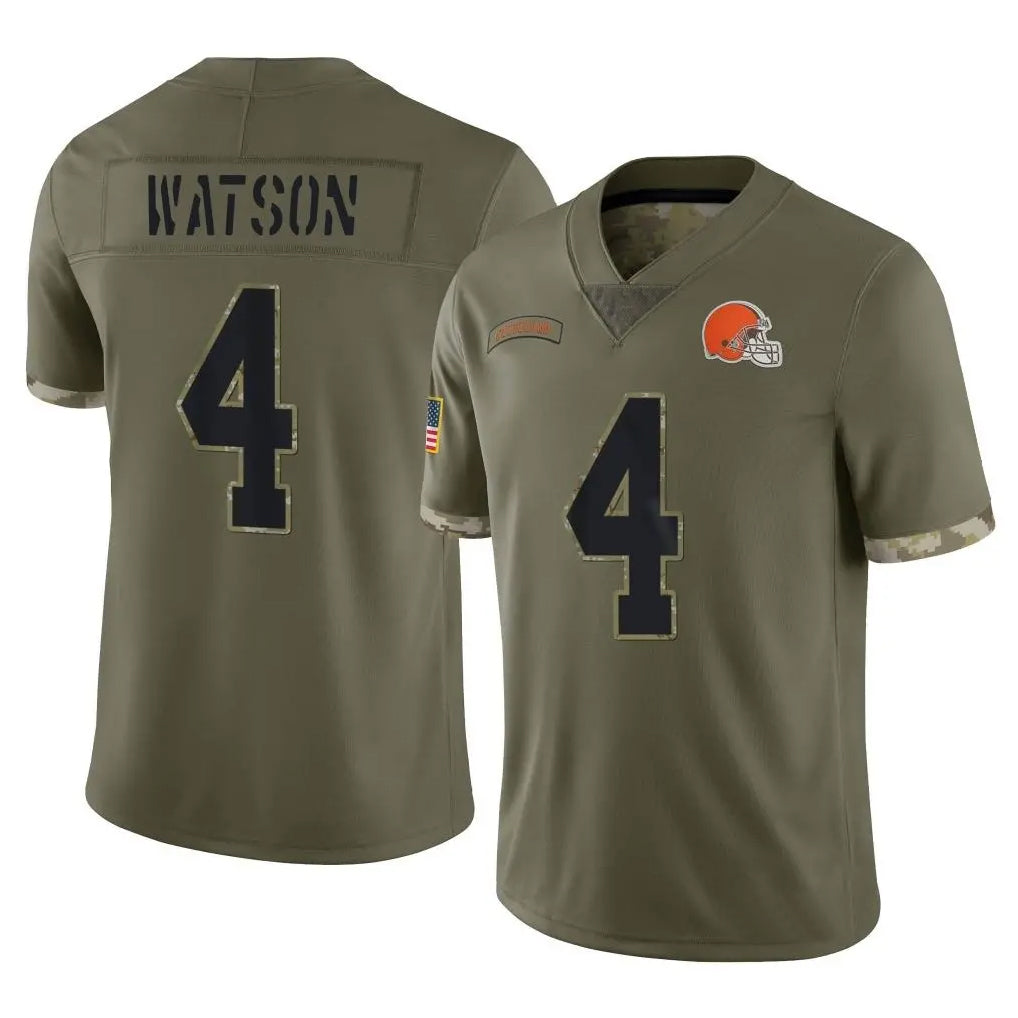 C.Browns #4 Deshaun Watson Player Olive Salute to Service Limited Game Qdoa Stitched Jerseys