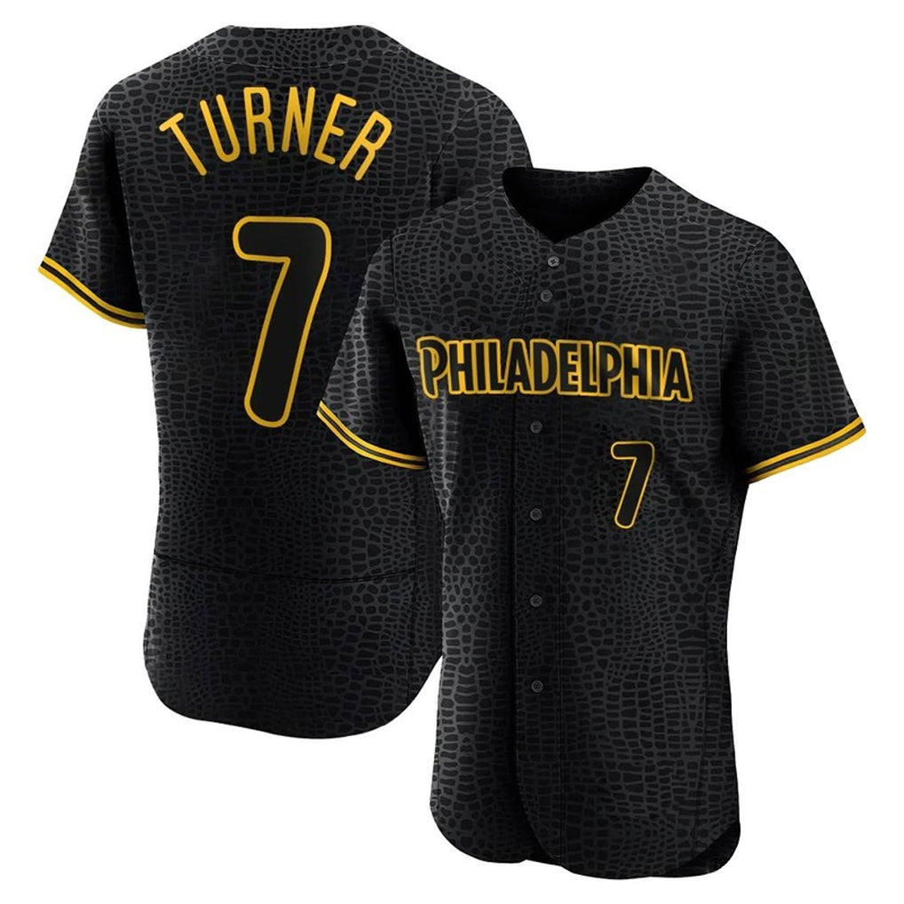 P.Phillies #7 Trea Turner Player Black Snake Skin City Home Limited Elite Qdoa Stitched Jerseys
