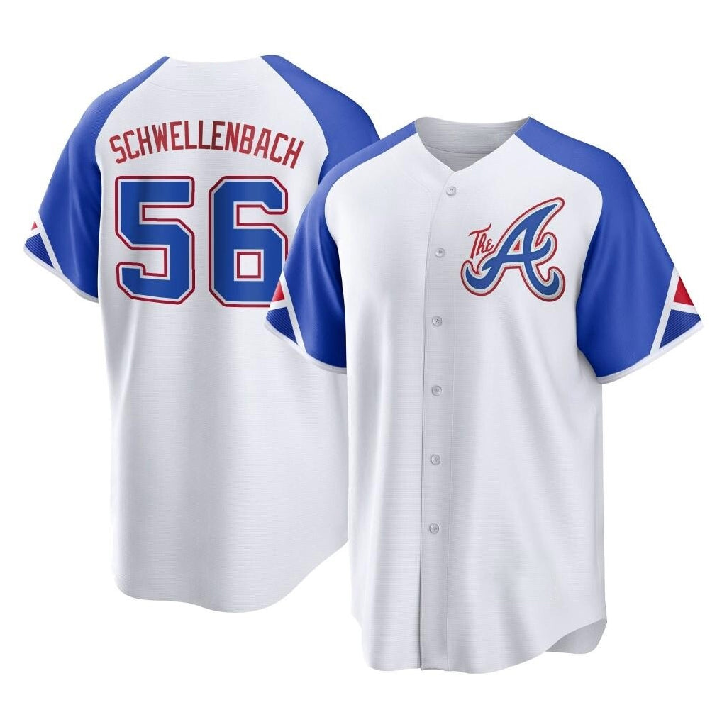A.Braves #56 Spencer Schwellenbach Player White City Connect Home Game Qdoa Stitched Jerseys