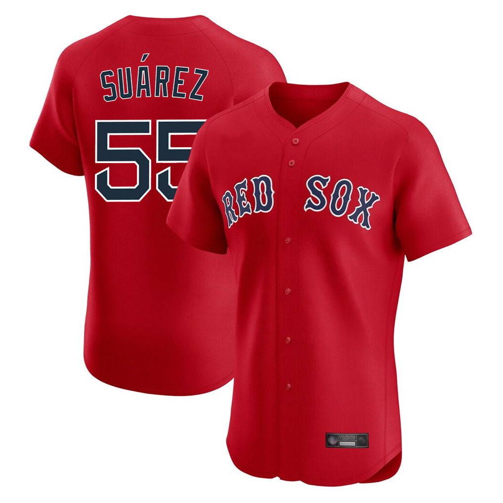 B.Red Sox #55 Ranger Su¨¢rez Player Red Limited Elite Home Game Qdoa Stitched Jerseys