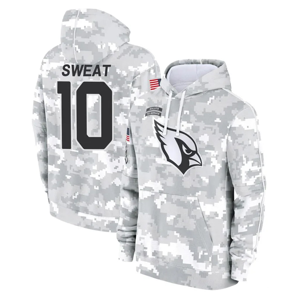 A.Cardinals #10 Josh Sweat Player Arctic Camo Limited Salute to Service Pullover Hoodies Game Qdoa Stitched Jerseys