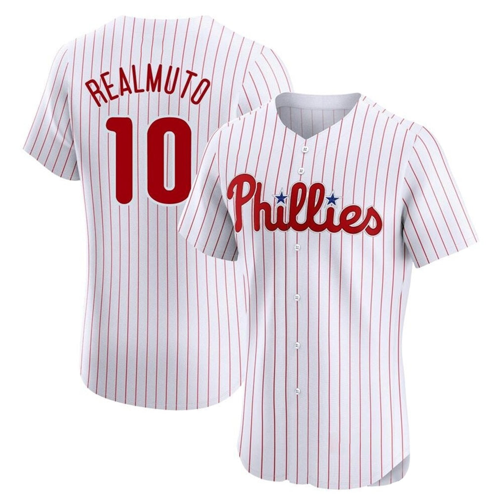 P.Phillies #10 J.T. Realmuto Player White Home Limited Elite Qdoa Stitched Jerseys