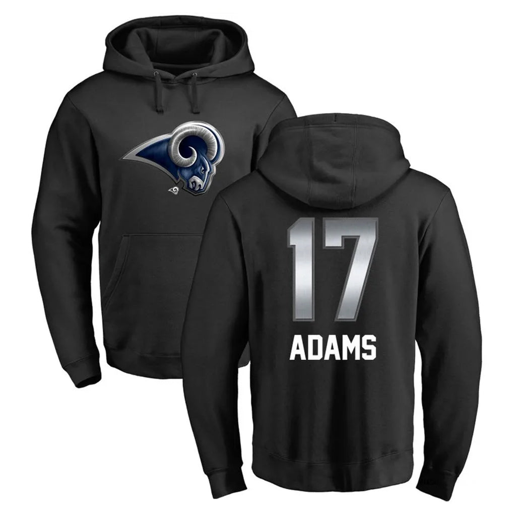 LA.Rams #17 Davante Adams Player Black Pullover Hoodie Limited Game Qdoa Stitched Jerseys