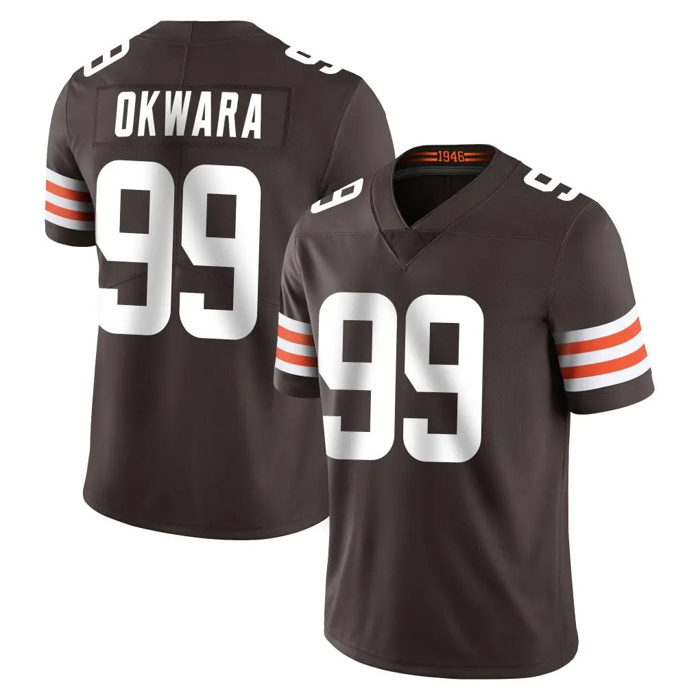 C.Browns #99 Julian Okwara Player Brown Color Vapor Untouchable Limited Home Game Qdoa Stitched Jerseys