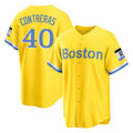 B.Red Sox #40 Willson Contreras Player Yellow Home Game Qdoa Stitched Jerseys