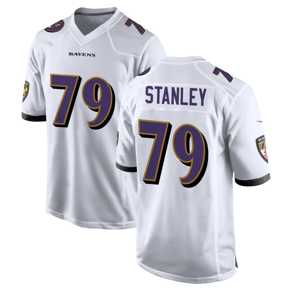 B.Ravens #79 Ronnie Stanley Player White Home Game Qdoa Stitched Jerseys