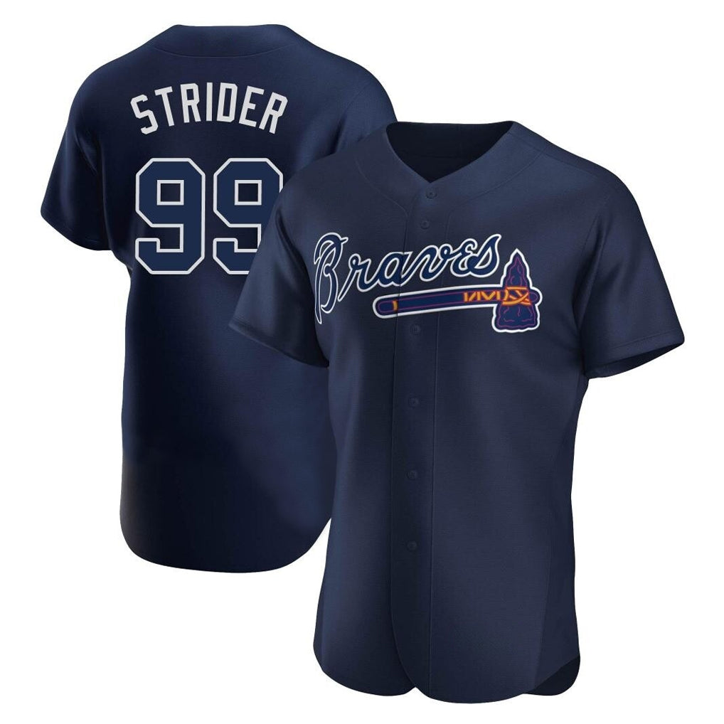 A.Braves #99 Spencer Strider Player Navy Alternate Limited Elite Home Game Qdoa Stitched Jerseys