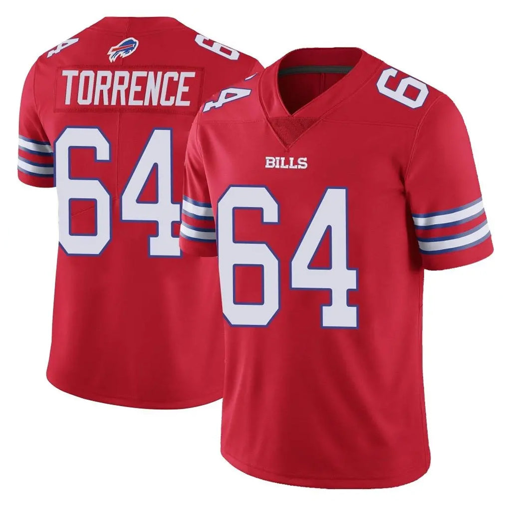 B.Bills #64 O'Cyrus Torrence Player Red Vapor Untouchable Limited Qdoa Stitched Jerseys