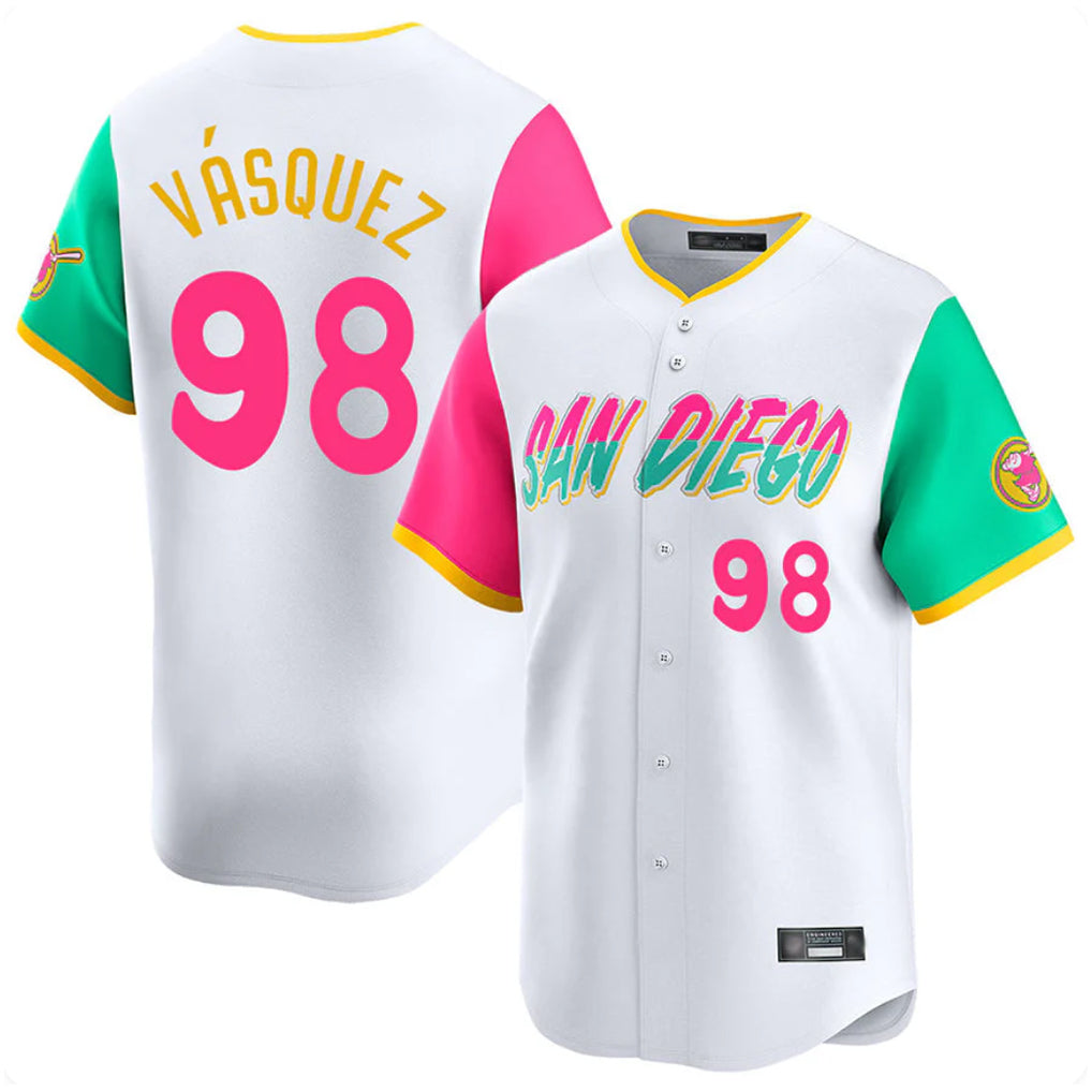 S.Diego Padres #98 Randy Vasquez Player White City Connect Home Limited Qdoa Stitched Jerseys