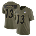 P.Steelers #13 Rico Dowdle Player Olive 2025 Salute To Service Limited Home Game Qdoa Stitched Jerseys