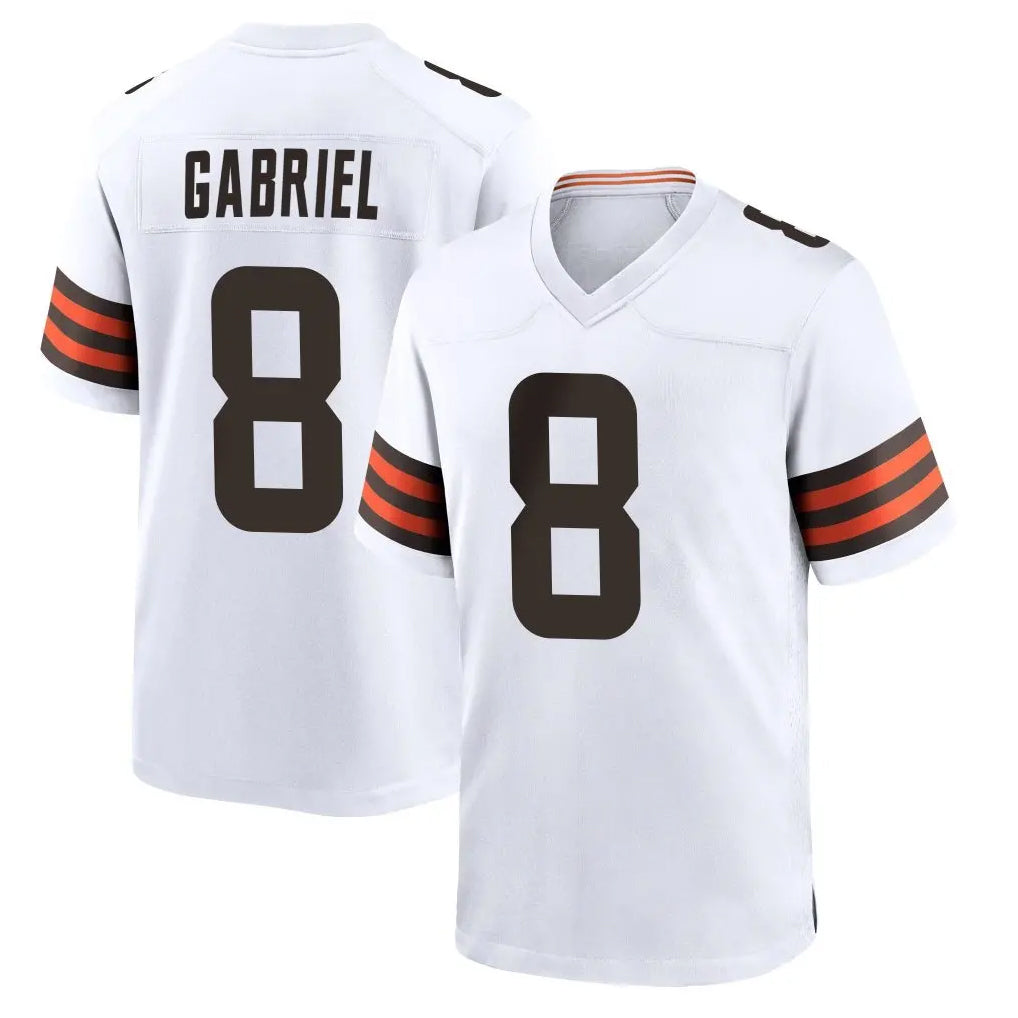 C.Browns #8 Dillon Gabriel Player White Home Game Qdoa Stitched Jerseys