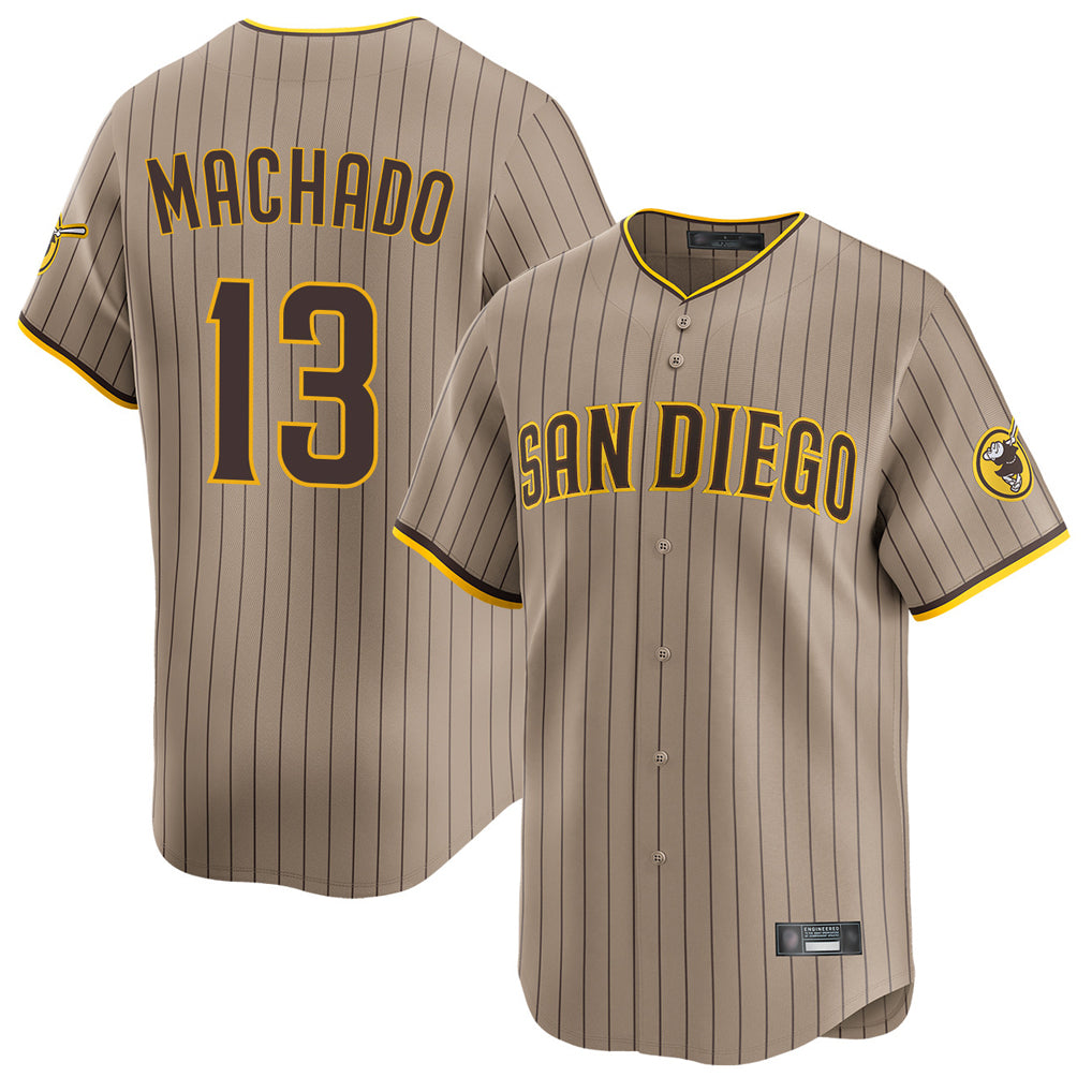 S.Diego Padres #13 Manny Machado Player Khaki Home Limited Qdoa Stitched Jerseys