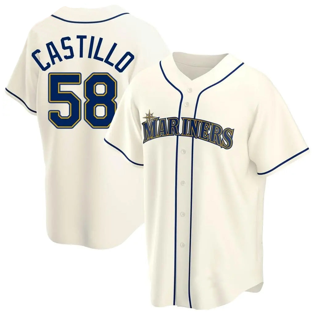 S.Mariners #58 Luis Castillo Player Cream Home Game Qdoa Stitched Jerseys