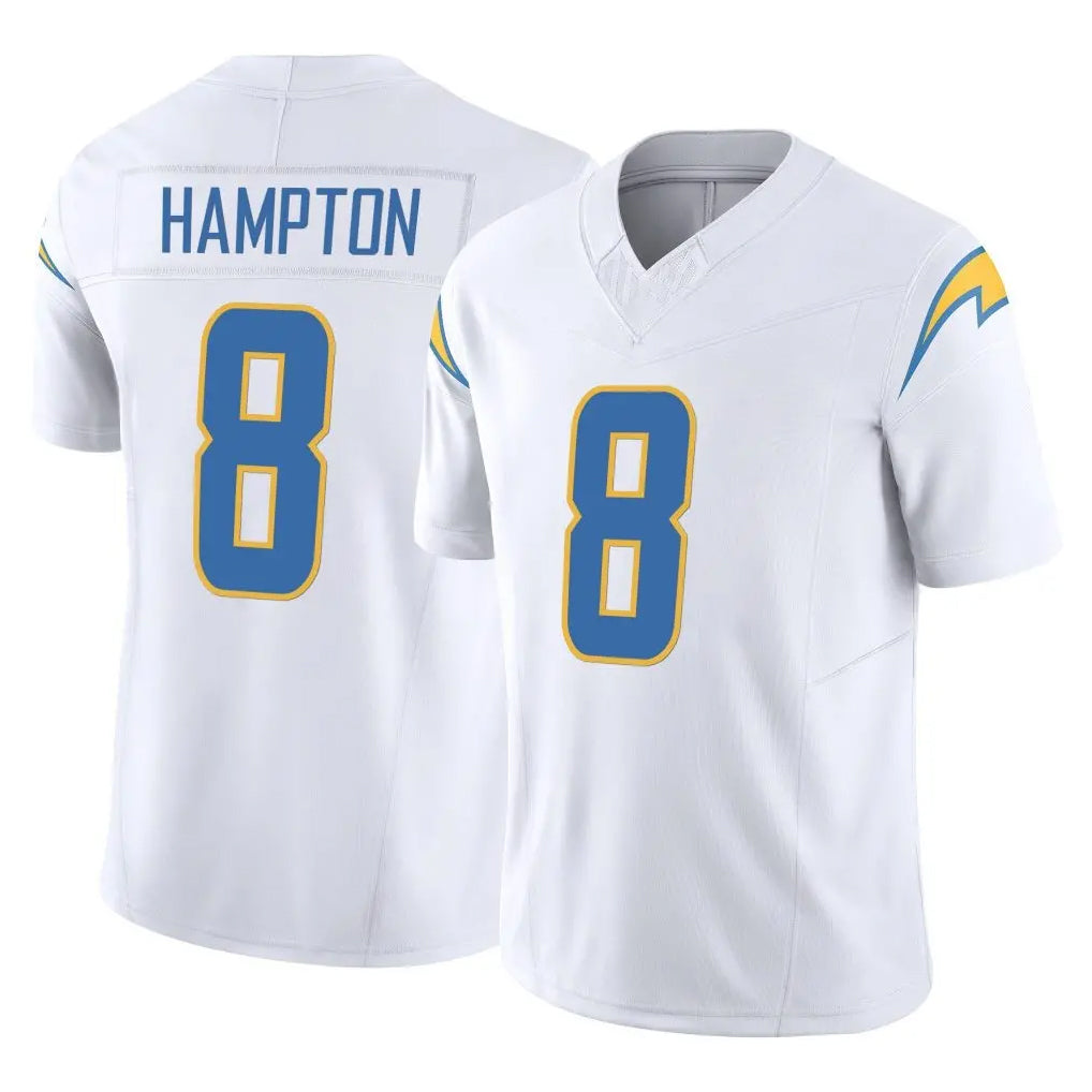 LA.Chargers #8 Omarion Hampton Player White Limited Vapor F.U.S.E. Home Game Qdoa Stitched Jerseys
