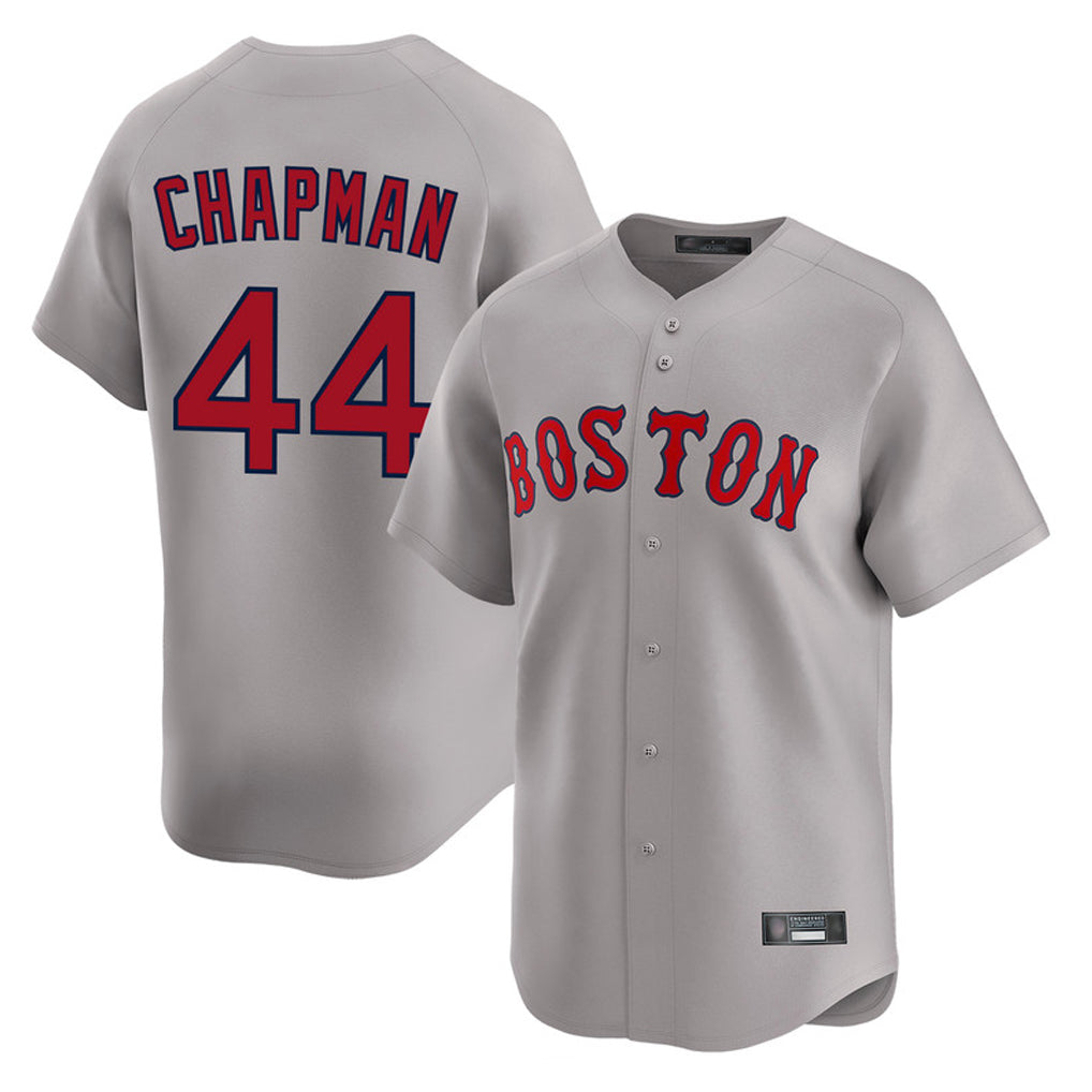 B.Red Sox #44 Aroldis Chapman Player Gray Road Limited Home Game Qdoa Stitched Jerseys