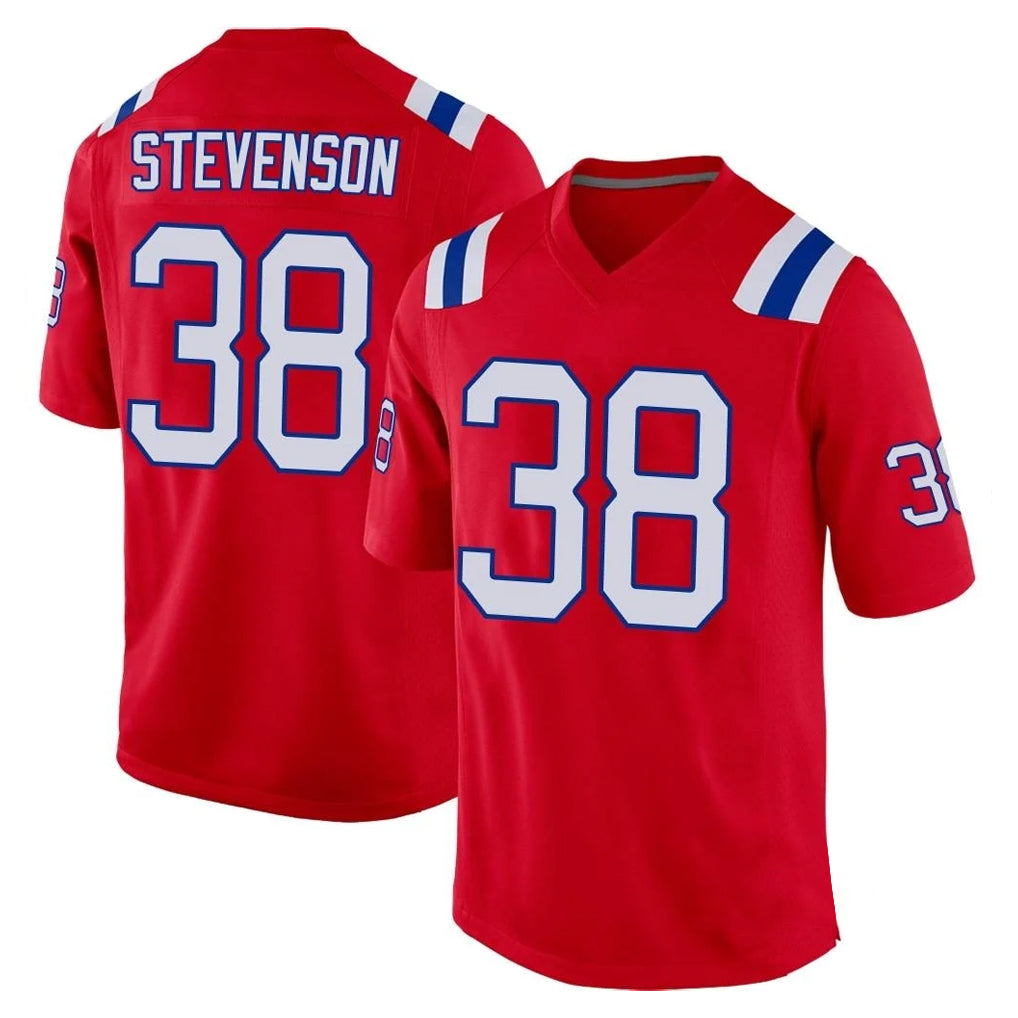 NE.Patriots #38 Rhamondre Stevenson Player Red Home Game Qdoa Stitched Jerseys