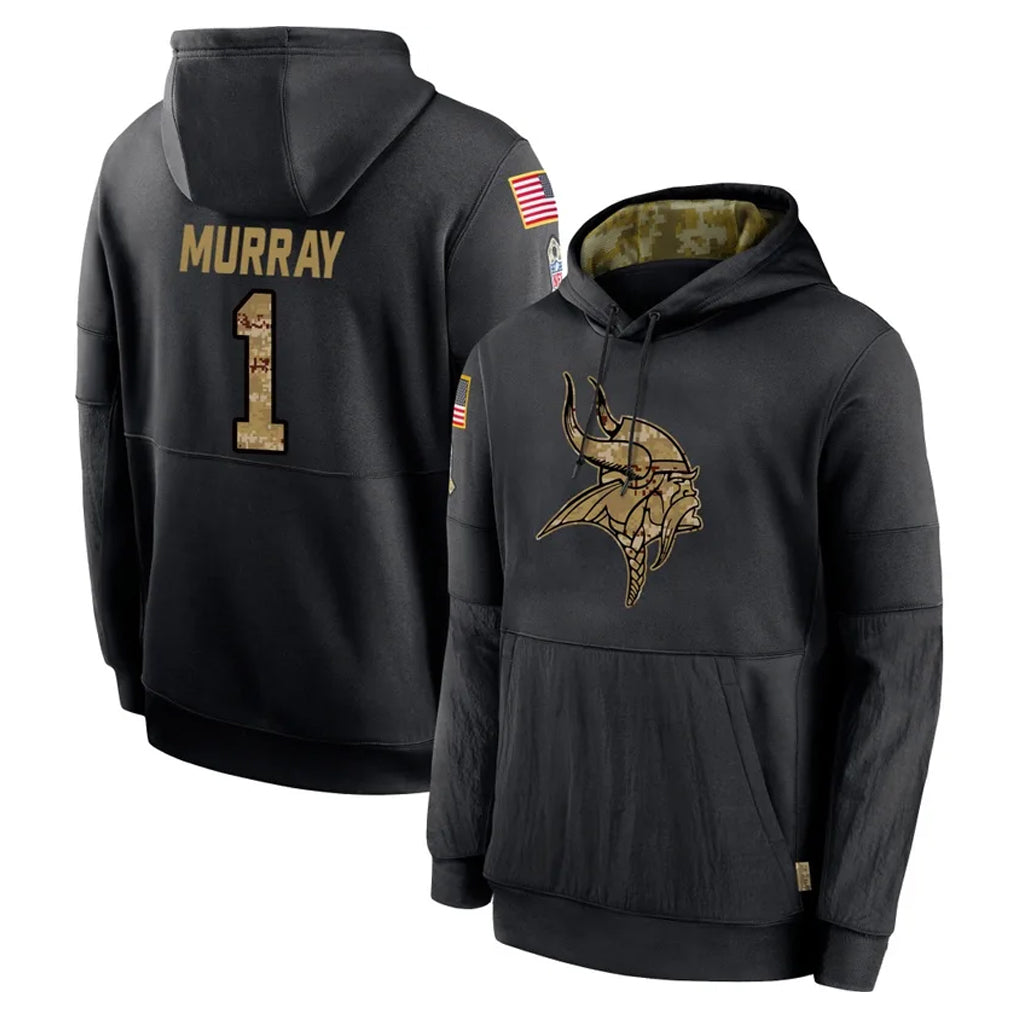 M.Vikings #1 Kyler Murray Player Black Salute to Service Hoodies Limited Game Qdoa Stitched Jerseys