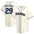 S.Mariners #29 Cal Raleigh Player Cream Home Game Qdoa Stitched Jerseys