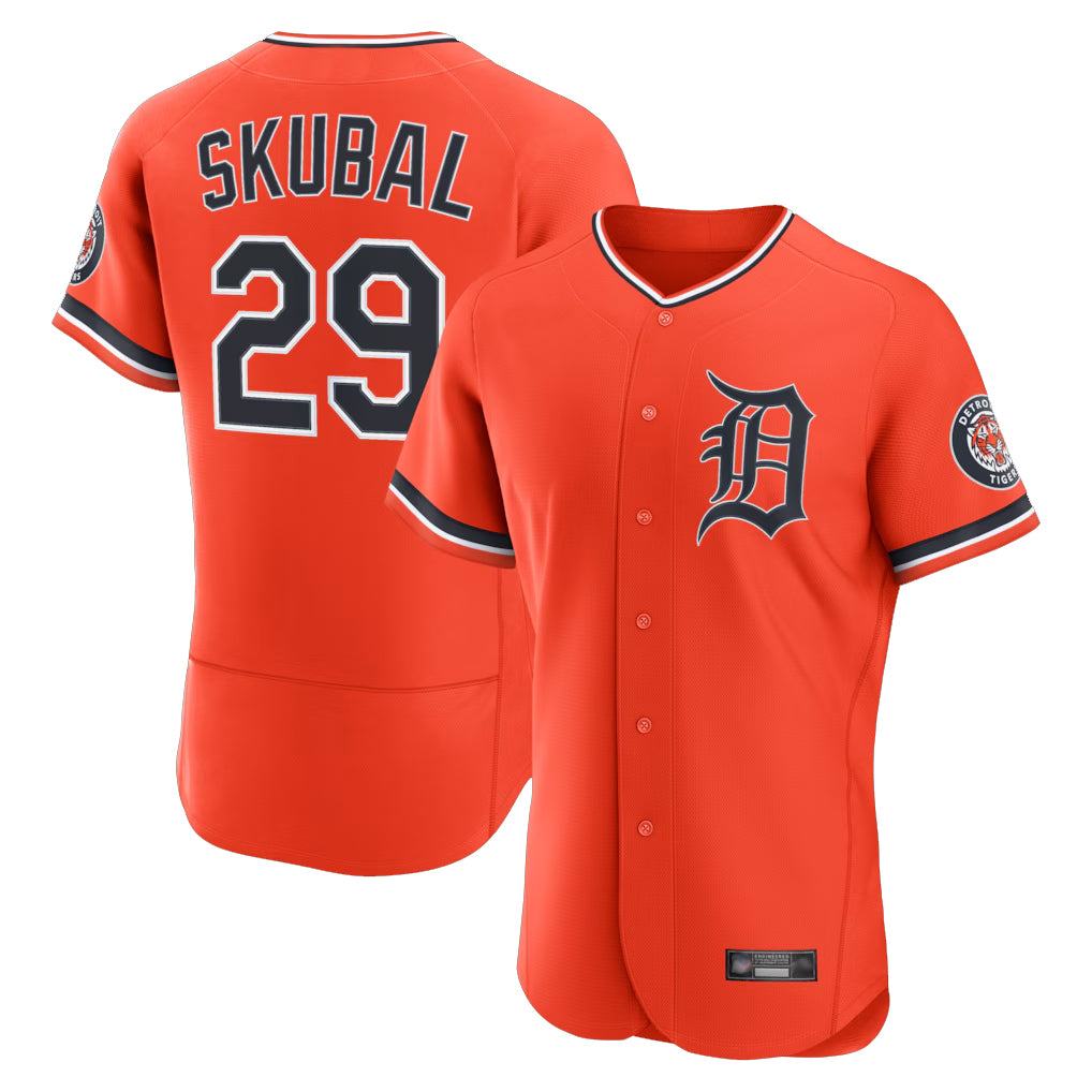 D.Tigers #29 Tarik Skubal Player Orange Limited Elite Home Qdoa Stitched Jerseys