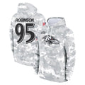 B.Ravens #95 Tavius Robinson Player Arctic Camo Salute to Service Pullover Hoodie Qdoa Stitched Jerseys