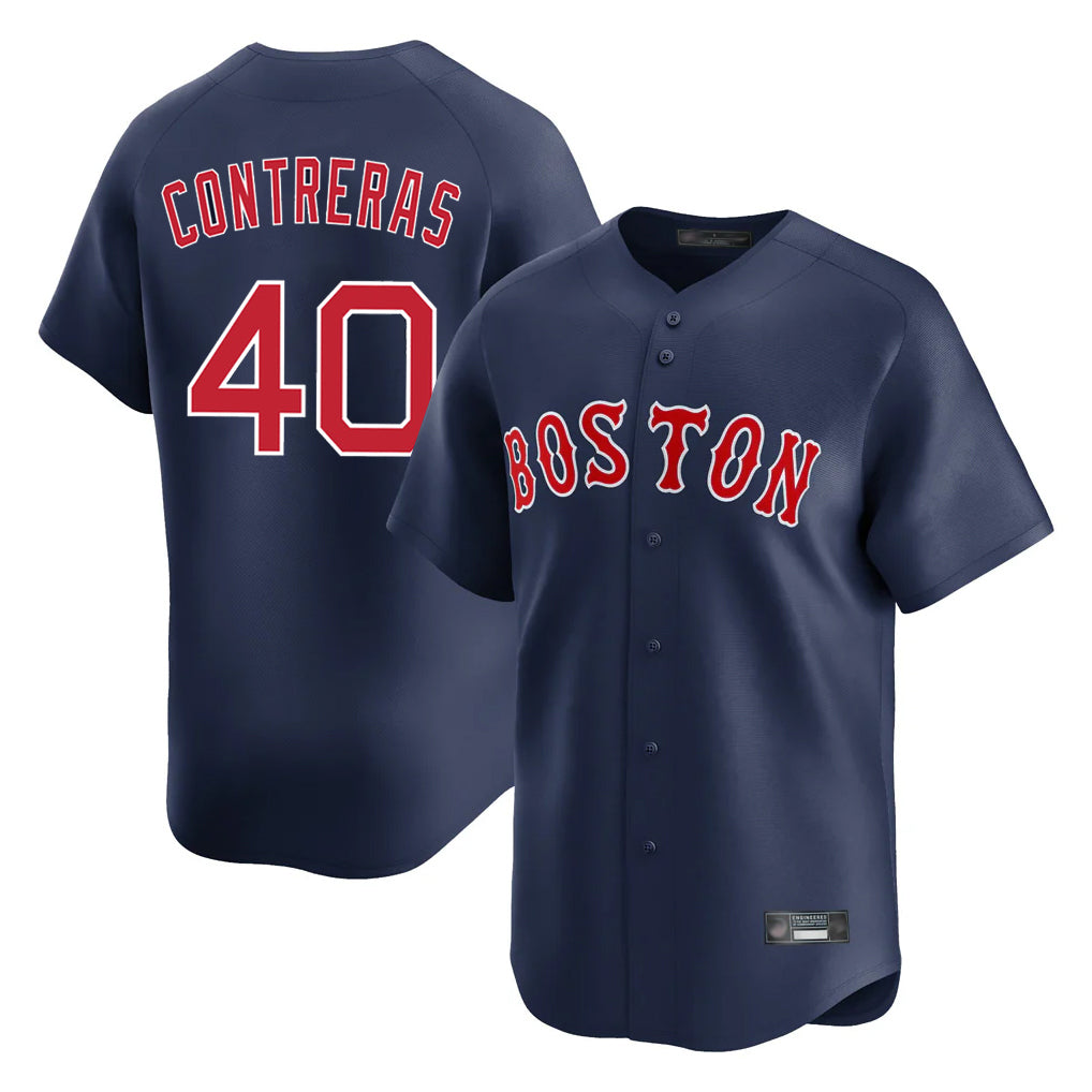 B.Red Sox #40 Willson Contreras Player Navy Limited Home Game Qdoa Stitched Jerseys