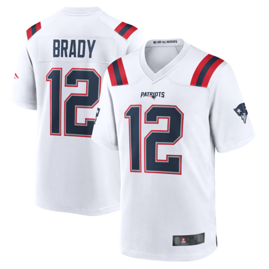 Qdoa NE.Patriots #12 Tom Brady Player White Game Stitched Jerseys