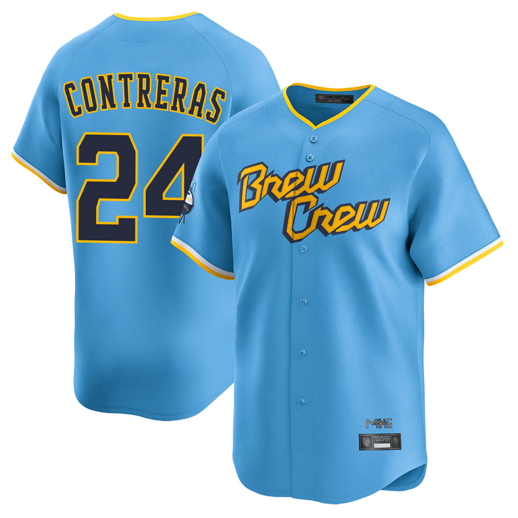 M.Brewers #24 William Contreras Player Light Blue City Connect Home Limited Qdoa Stitched Jerseys