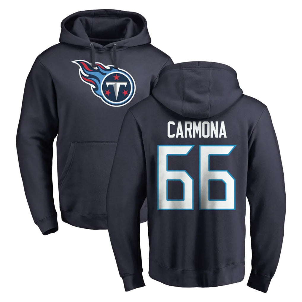 T.Titans #66 Fernando Carmona Jr. Player Navy Logo Pullover Hoodies Home Game Qdoa Stitched Jerseys