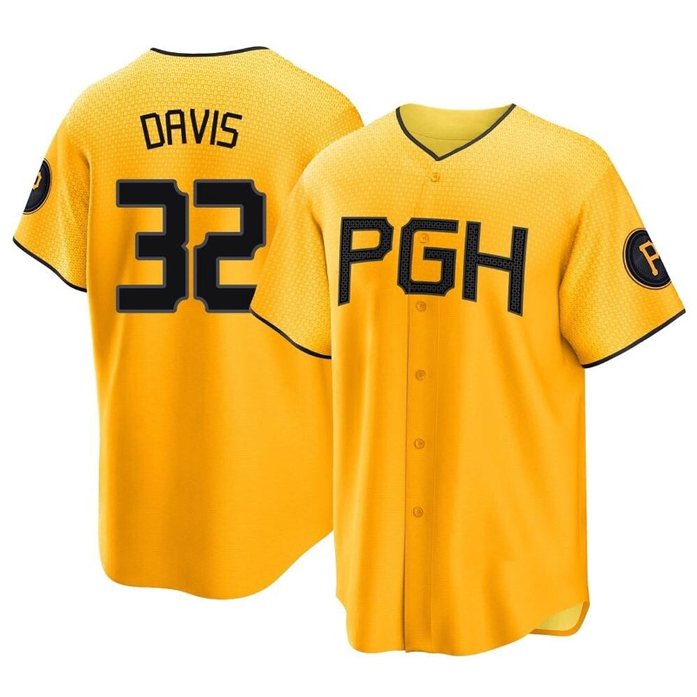 P.Pirates #32 Henry Davis Player Gold City Connect Home Game Qdoa Stitched Jerseys