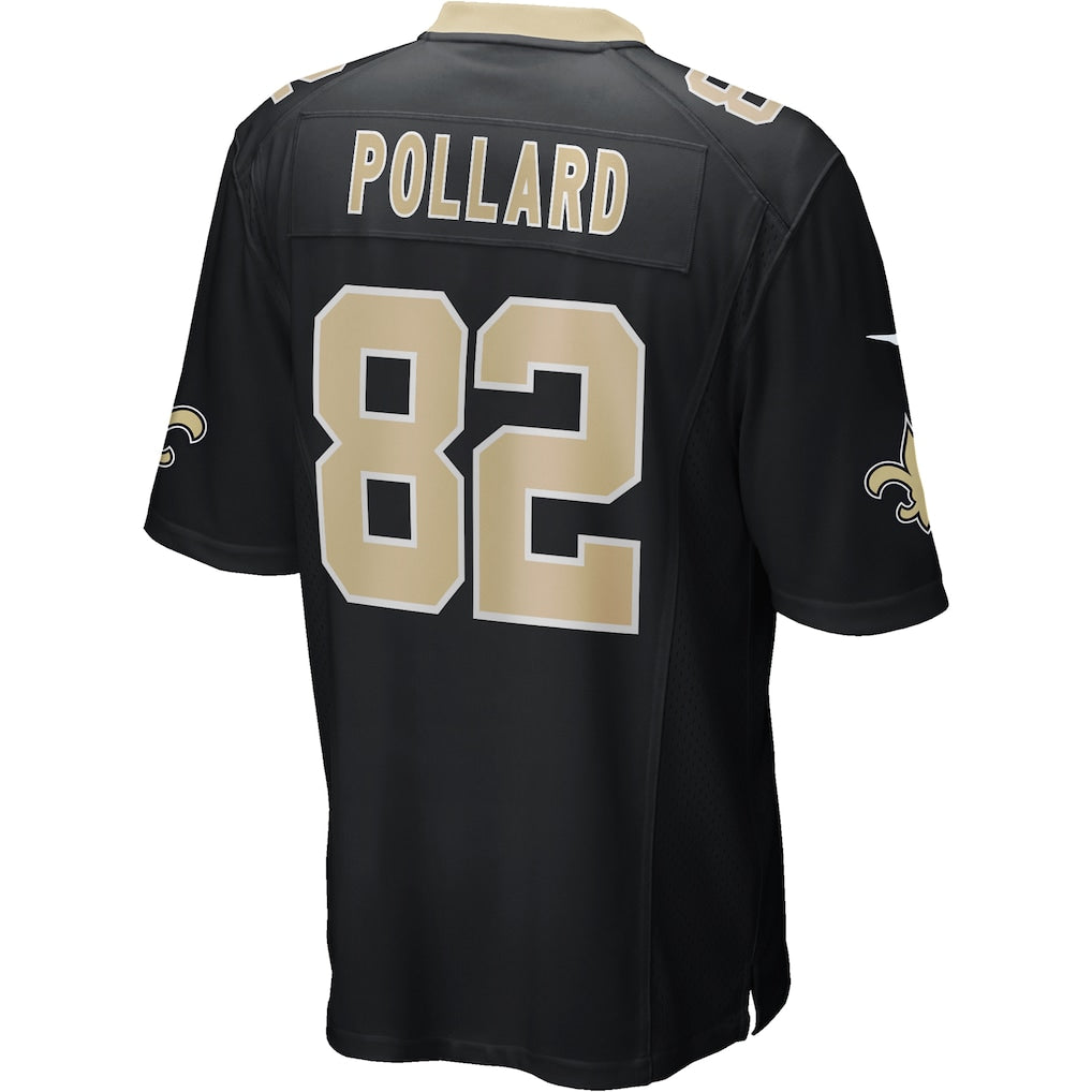 Qdoa NO.Saints #82 Bob Pollard Black Game Retired Player Jersey